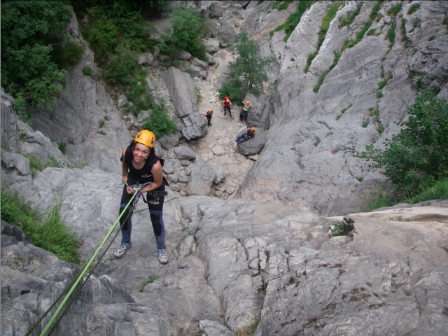 Rappel en el barranco